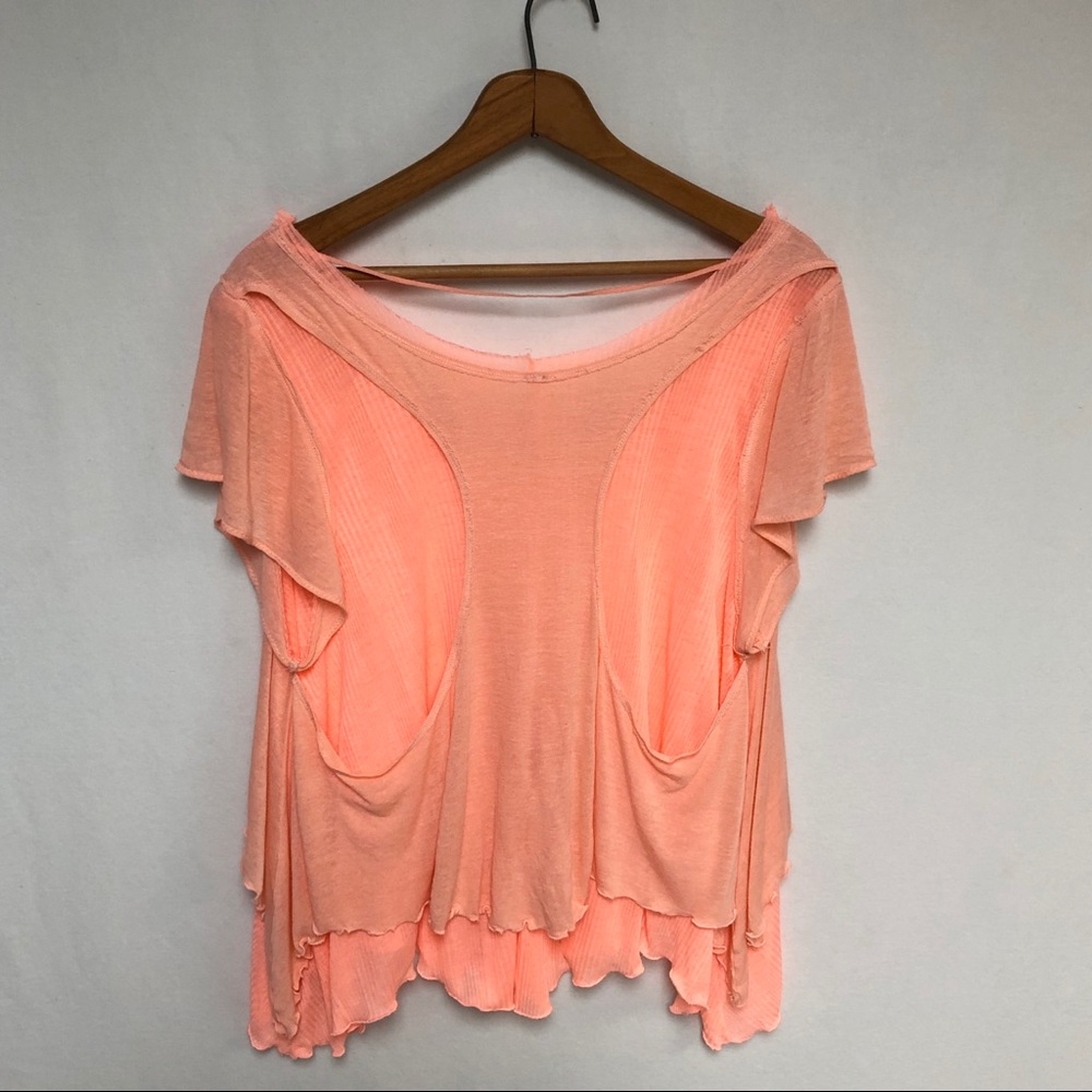 ❌SOLD❌ Free People Coral Layered Cookie Tee - Picture 5 of 7
